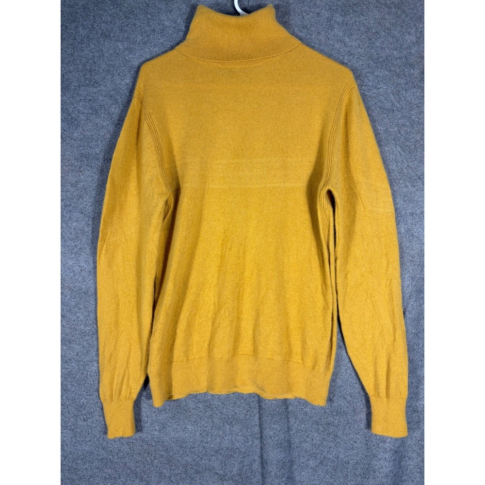 Todd Snyder Mens Mustard Yellow 100% Cashmere Turtleneck Sweater Size L RN95689
